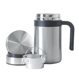 Homestic Stainless Steel Vacuum Insulated Travel Mug with Lid 420 ML (Silver)