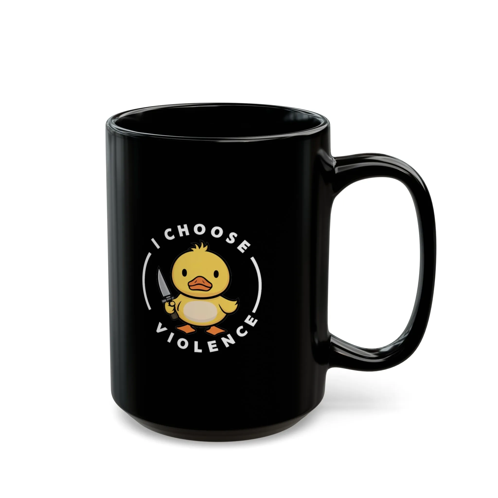 I Choose Violence Duck Black Mug (11oz, 15oz) Cute Joke Humour Humor Birthday Christmas Valentine's Gift Cup Adorable Ducks