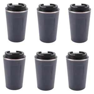 Kuber Industries Stainless Steel Insulated Coffee Cup with Sipper Mouth|Travel Coffee Mug 380 ML-Pack of 6|Blue|