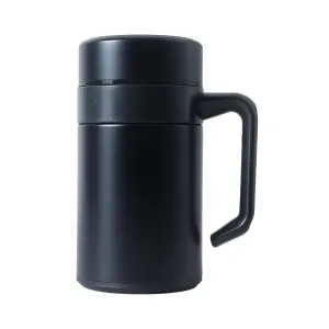 Kuber industries Stainless Steel Vacuum Insulated Mug with Lid 400 ML-Pack of 4 (Black)