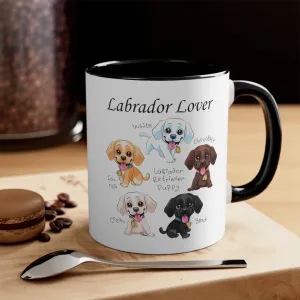 Labrador Love in Every Sip - Personalized 11 oz Multi-Color Coffee Mugs for Dog Lovers