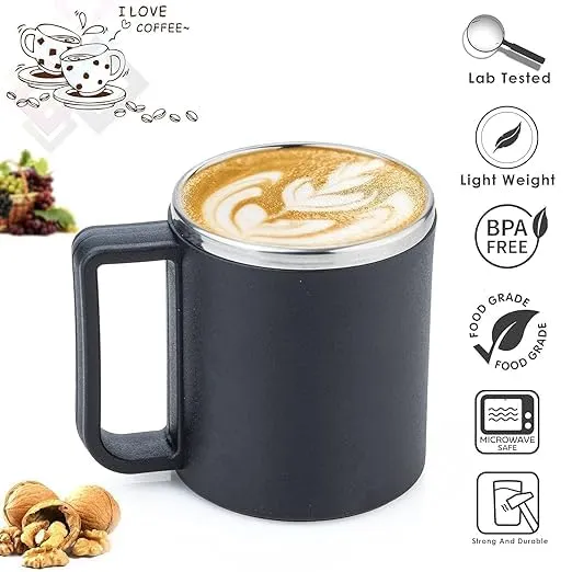 LEMBOSE Coffee Mug with Lid Insulated Stainless Steel for Tea Milk Mug Inner Stylist Double Wall Cup for Home Office Restaurant Use Gifts (Nevy Blue)(1)