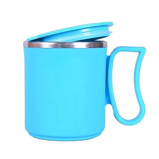 LEMBOSE Coffee Mug with Lid Insulated Stainless Steel for Tea Milk Mug Inner Stylist Double Wall Cup for Home Office Restaurant Use Gifts (Nevy Blue)(1)