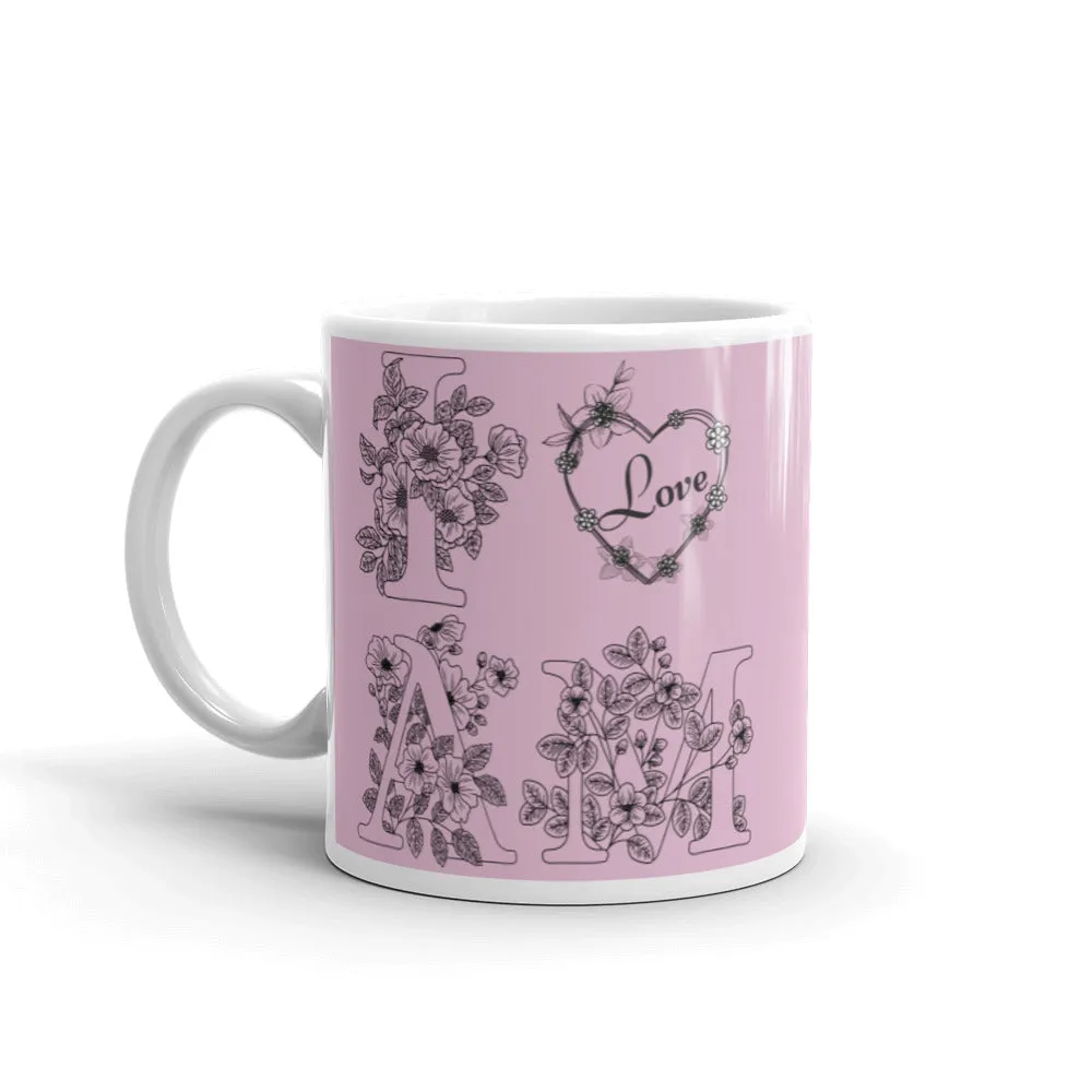 Light pink i am love print coffee mug