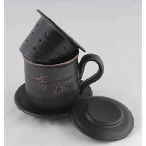 Lin's Ceramics Executive Tea Mug – Black with gold