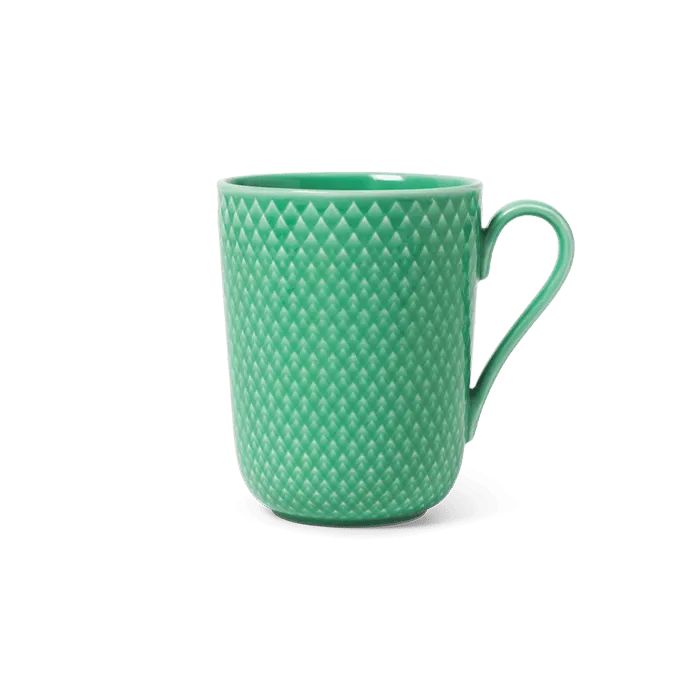 Lyngby Porcelæn Rhombe Color Mug With Handle Set, Green, 11.2 Oz, 4 Pcs.