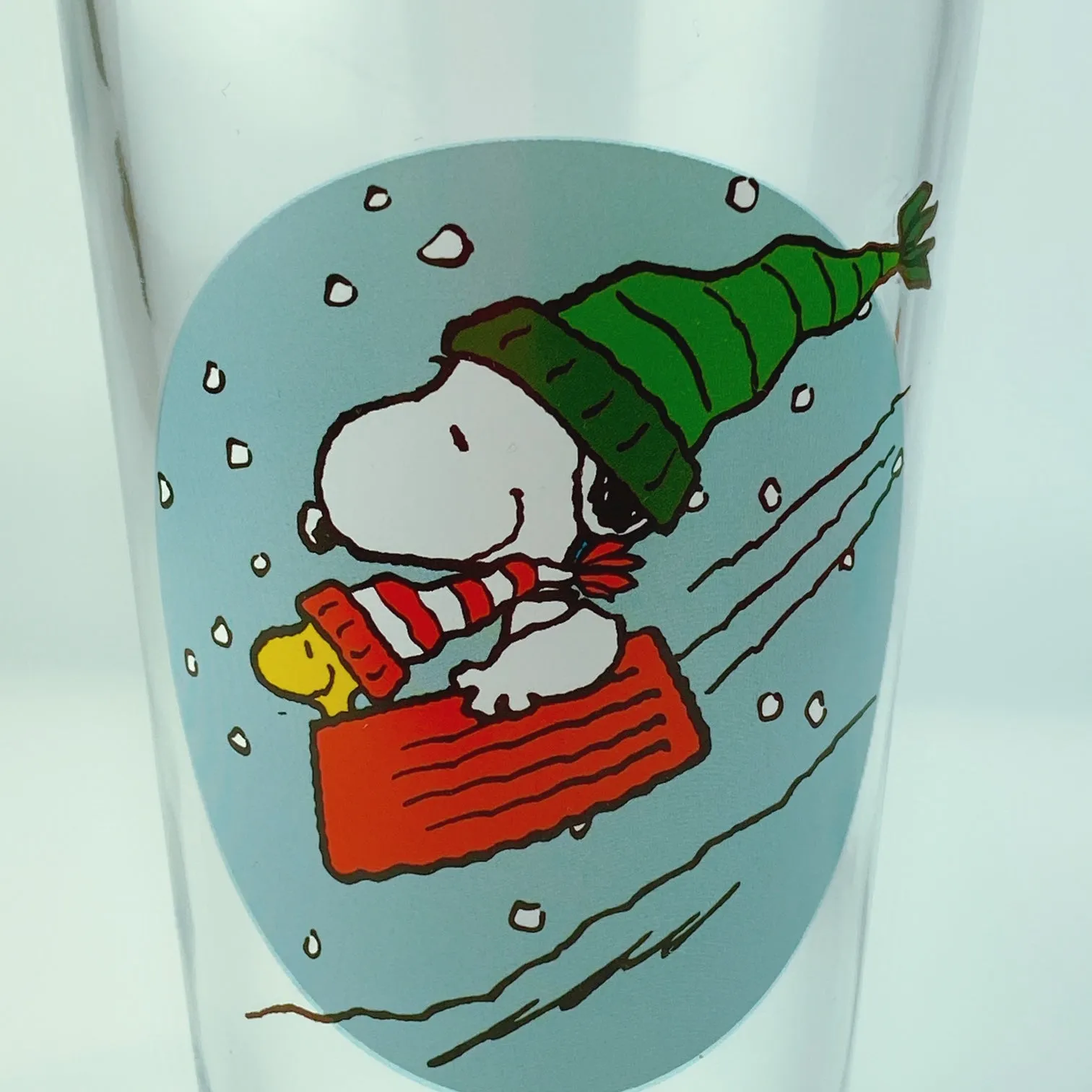 Peanuts Christmas Snoopy & Woodstock Drinking Glasses Collectors Series Set of Two 16oz with Ice Tray