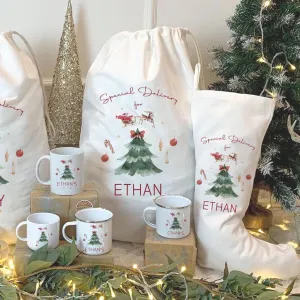 Personalised Christmas Sack Stocking Set | Christmas Mug Stocking Sets | Xmas Santa Bag | Custom Christmas Stocking |  Personalised Sack