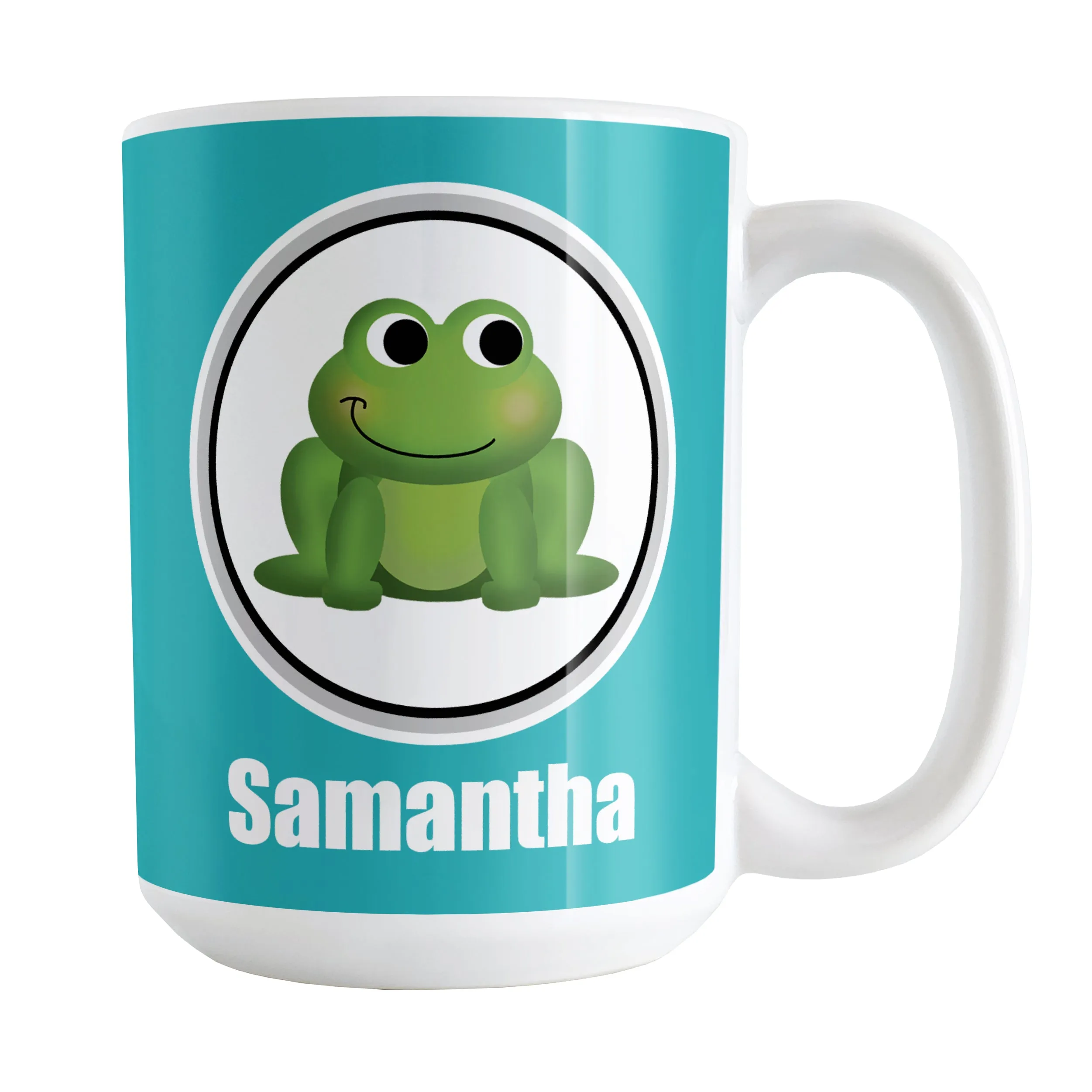 Personalized Adorable Turquoise Frog Mug