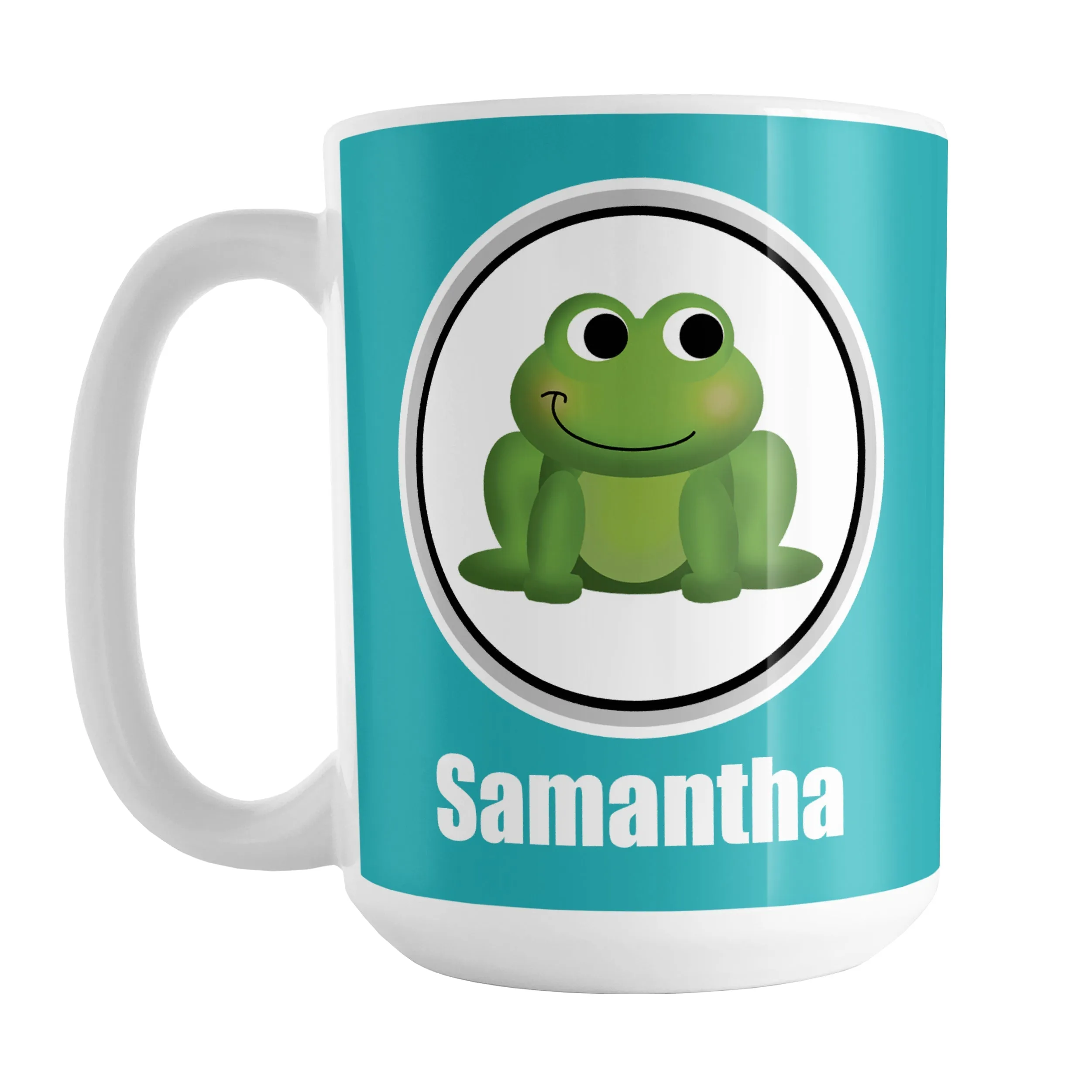 Personalized Adorable Turquoise Frog Mug