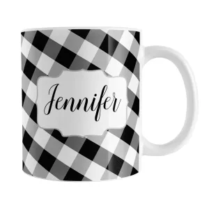 Personalized Black and White Gingham Mug