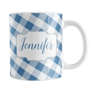 Personalized Blue Gingham Mug