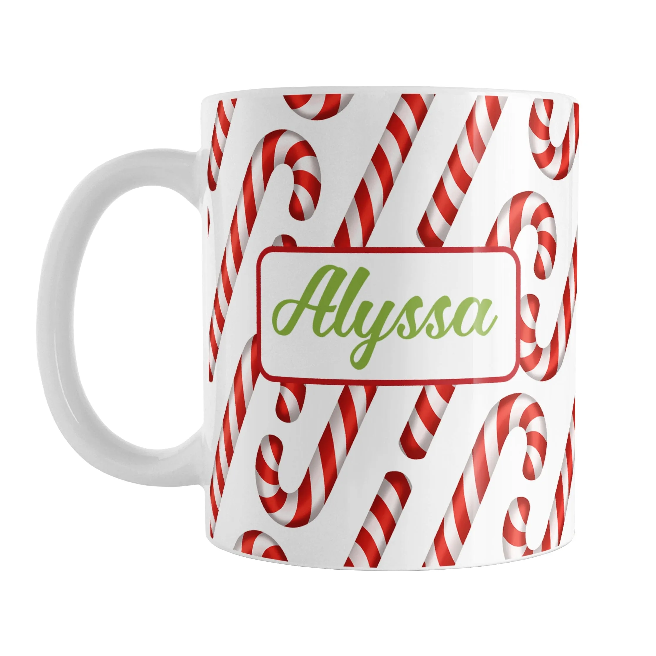 Personalized Candy Cane Pattern Mug