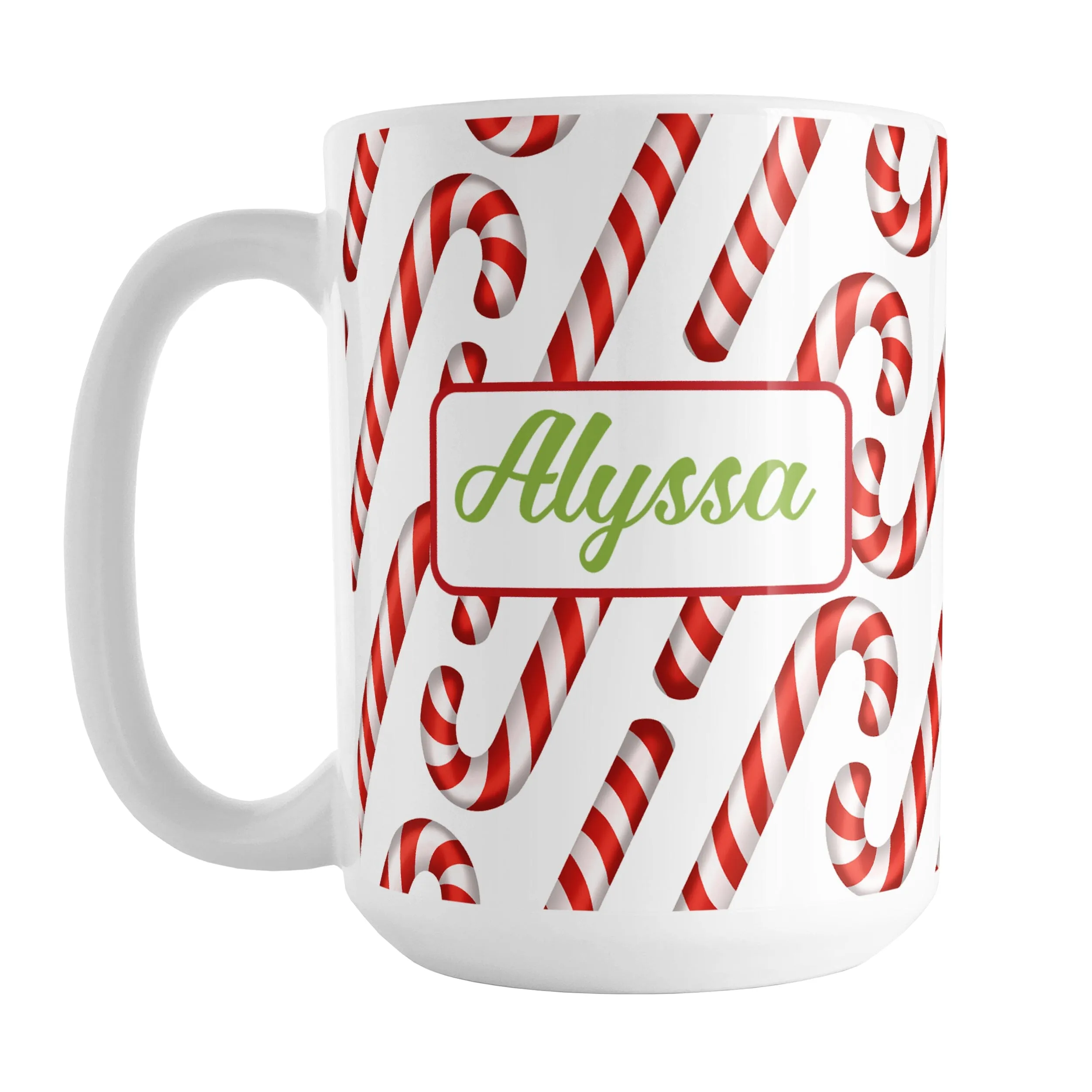 Personalized Candy Cane Pattern Mug