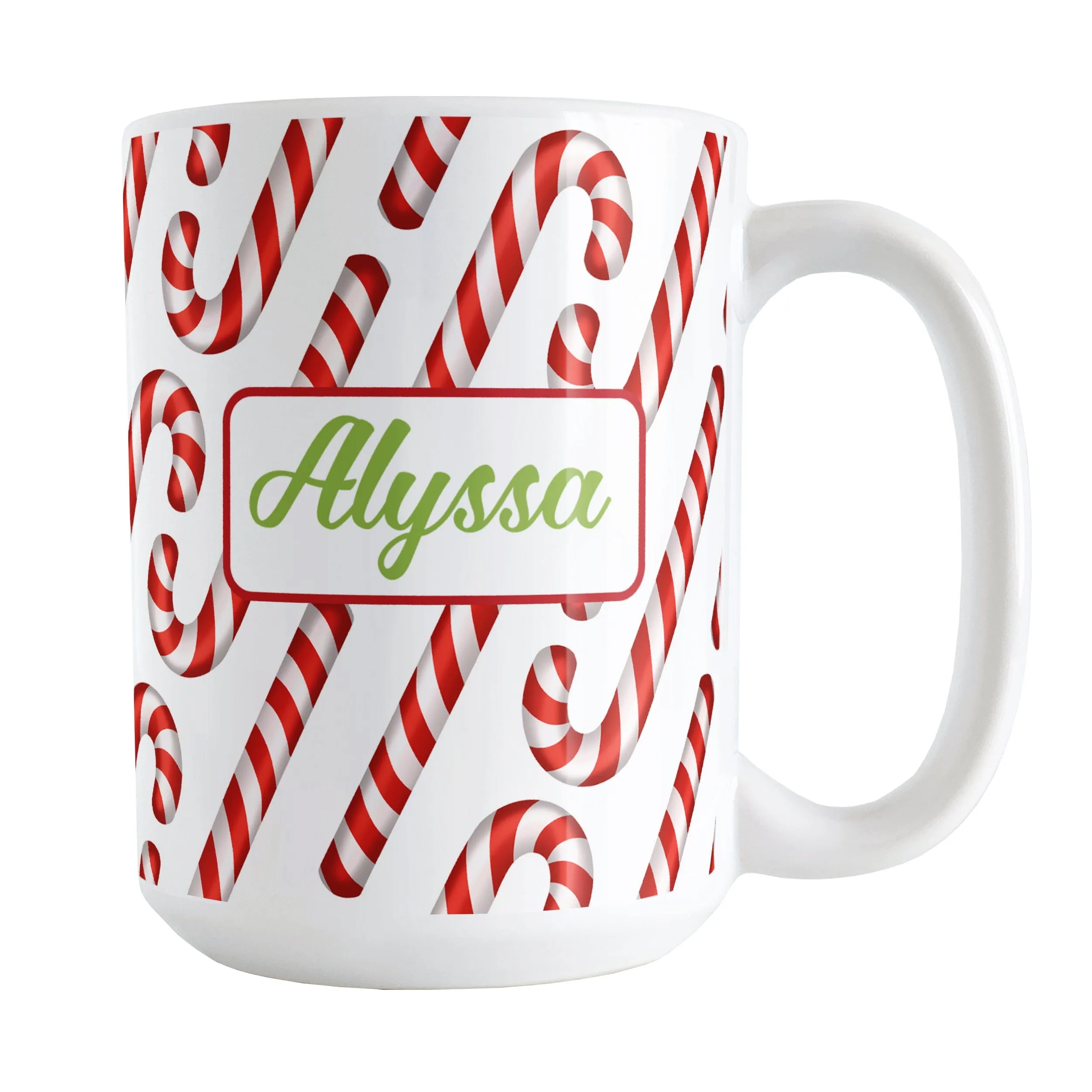 Personalized Candy Cane Pattern Mug