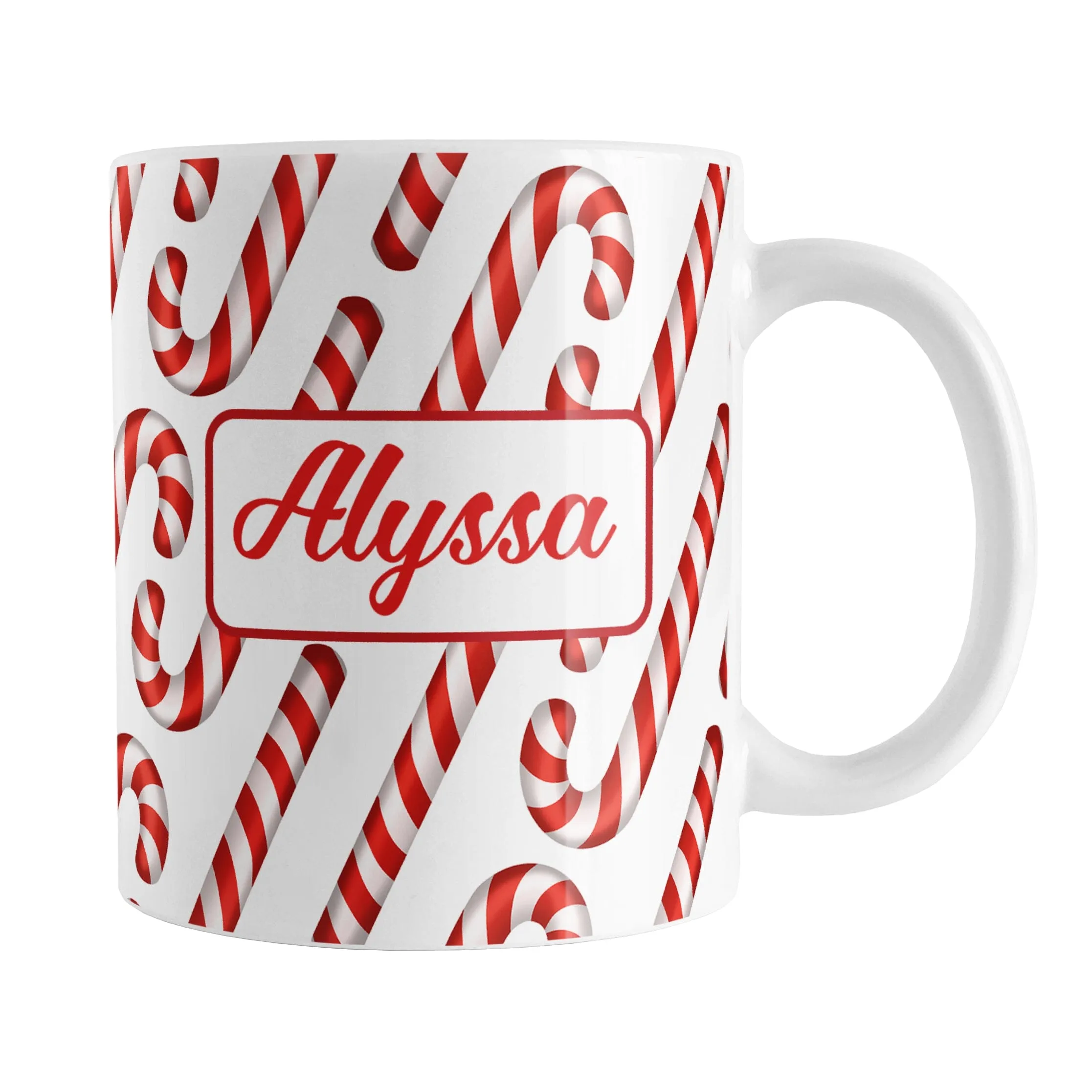 Personalized Candy Cane Pattern Mug