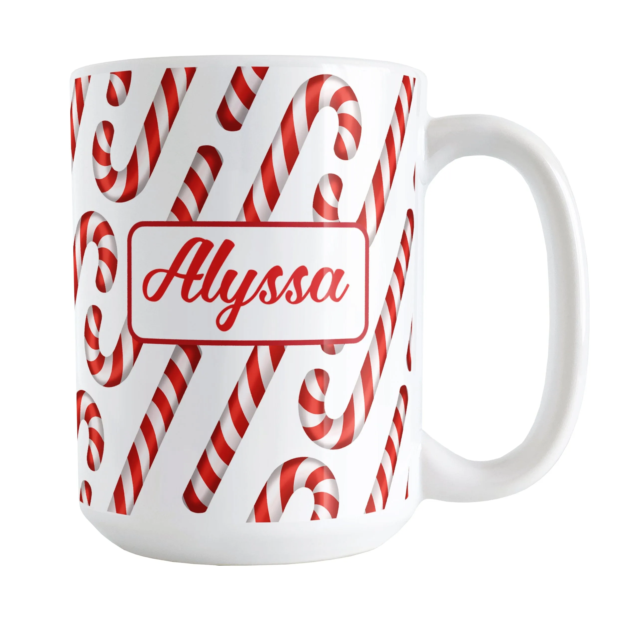 Personalized Candy Cane Pattern Mug