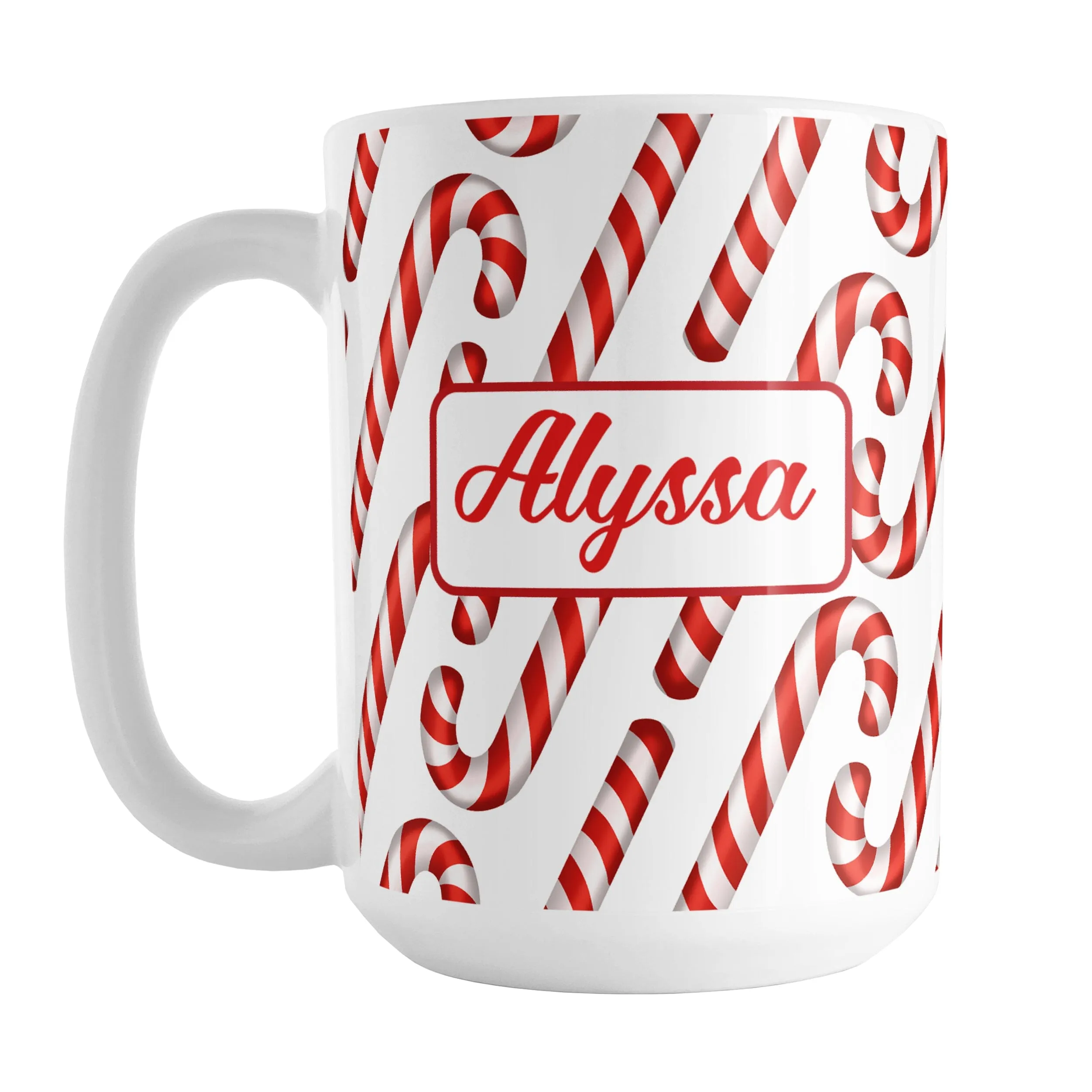 Personalized Candy Cane Pattern Mug