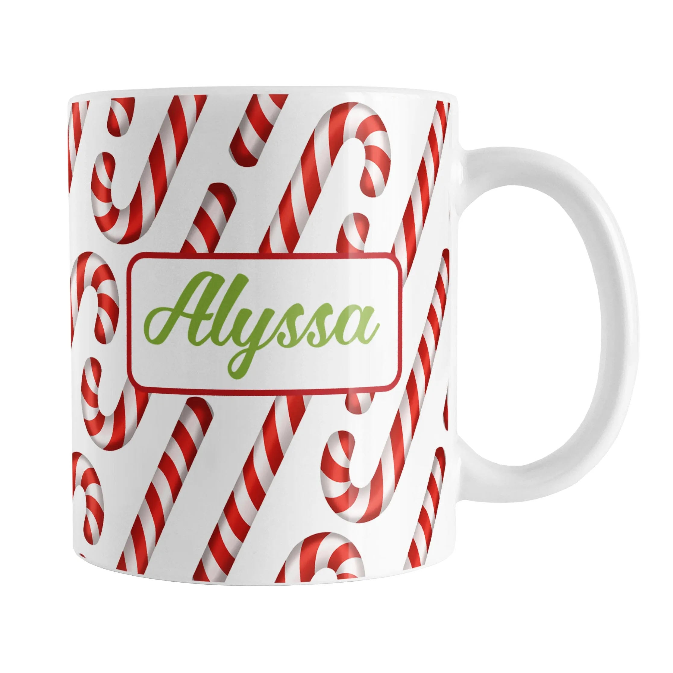 Personalized Candy Cane Pattern Mug