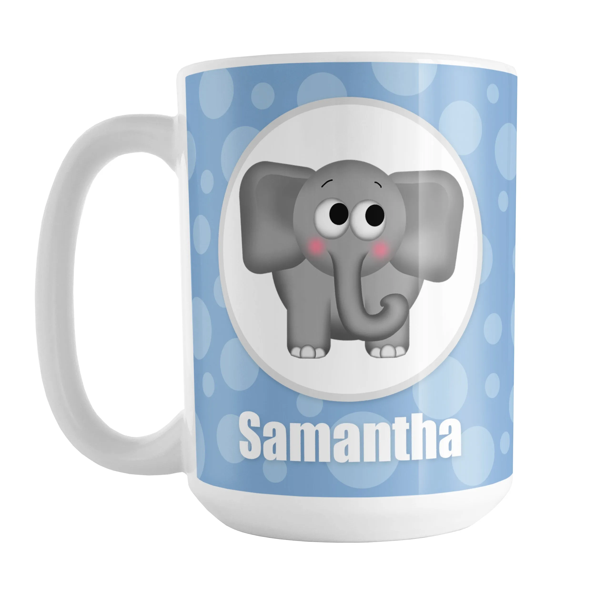 Personalized Cute Elephant Bubbly Blue Mug