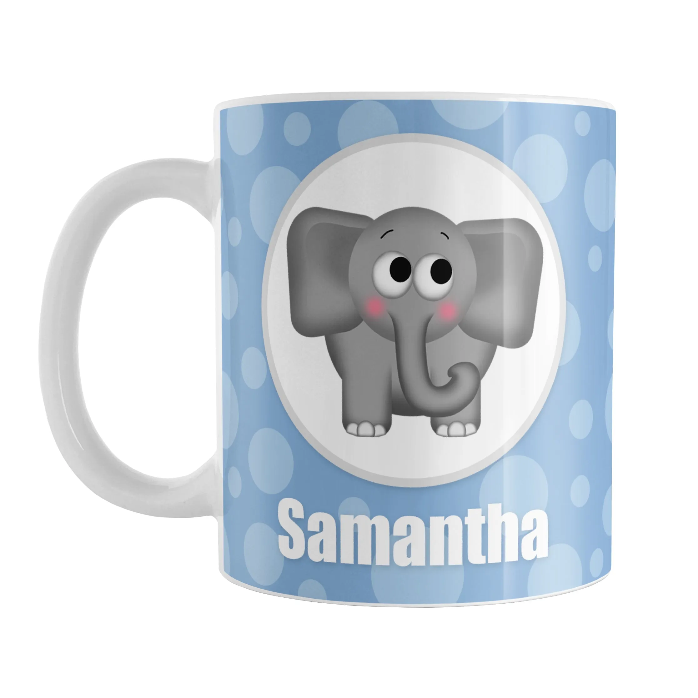 Personalized Cute Elephant Bubbly Blue Mug