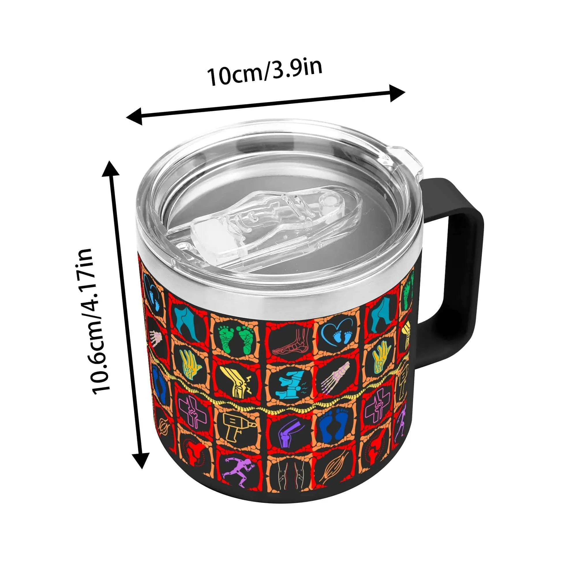 Podiatrist Icons 14oz Stainless Steel Coffee Mug Coffee Cup with Lid and Handle