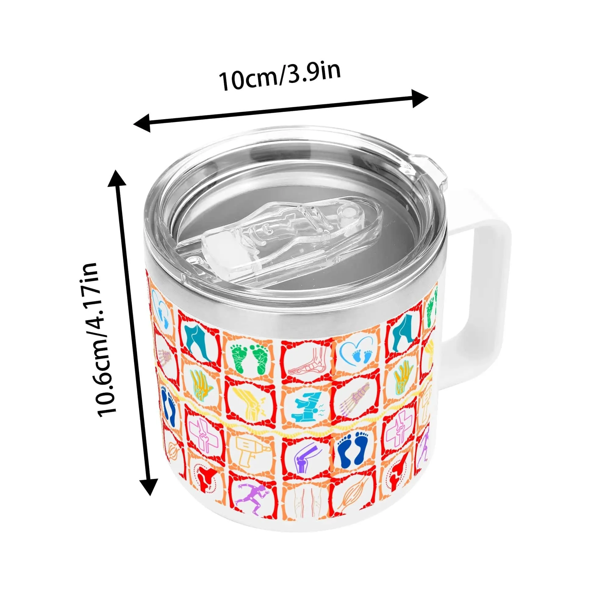 Podiatrist Icons 14oz Stainless Steel Coffee Mug Coffee Cup with Lid and Handle