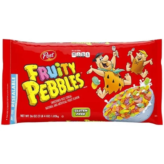 Post Fruity PEBBLES Cereal, 36 OZ Bag