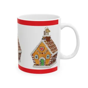 Princess Grace Gingerbread House Ceramic Mug - Holiday Coffee Cup (11oz, 15oz)