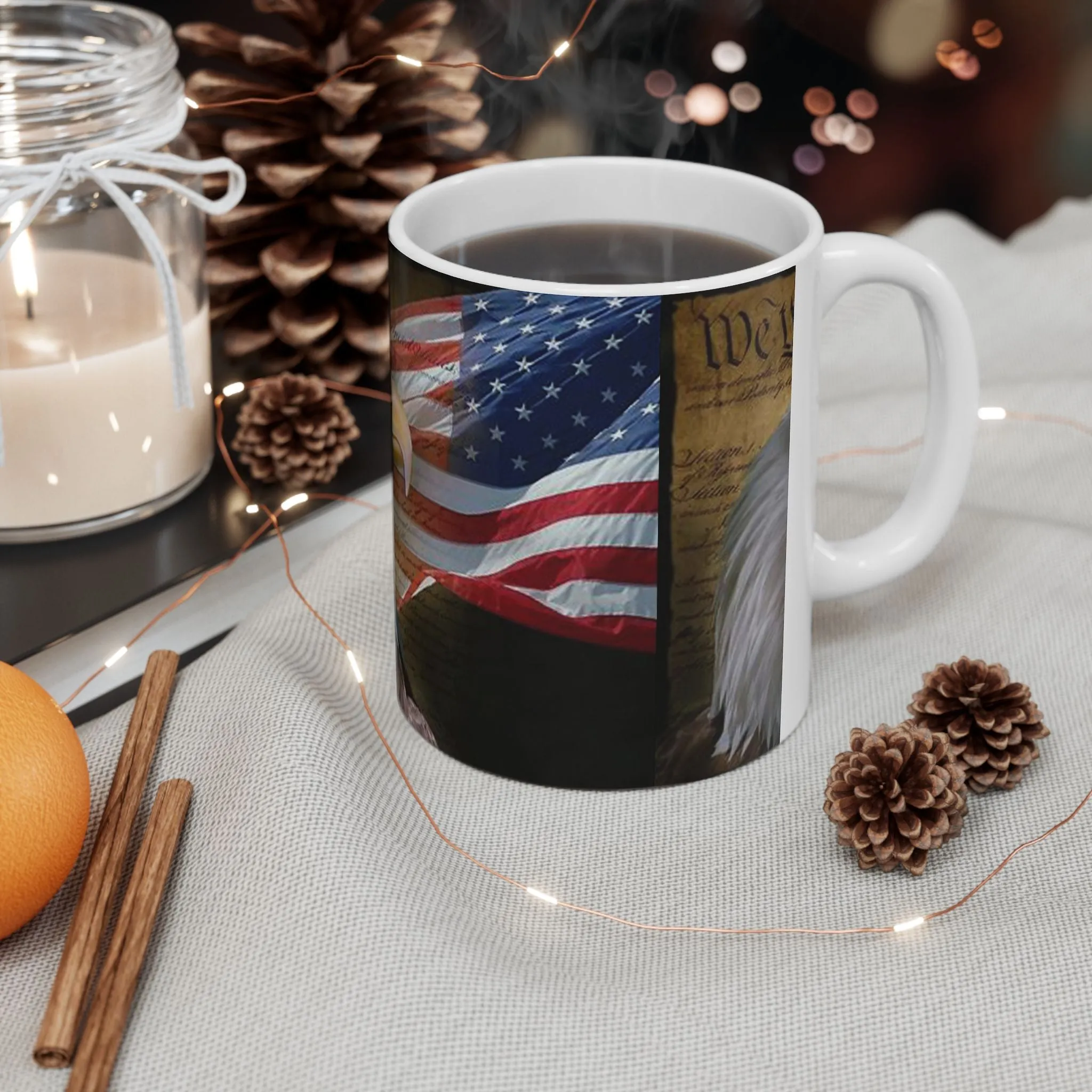 Princess Grace Patriotic Eagle Ceramic Mug Perfect for Independence Day, Gift for Veterans, American Pride, 4th of July