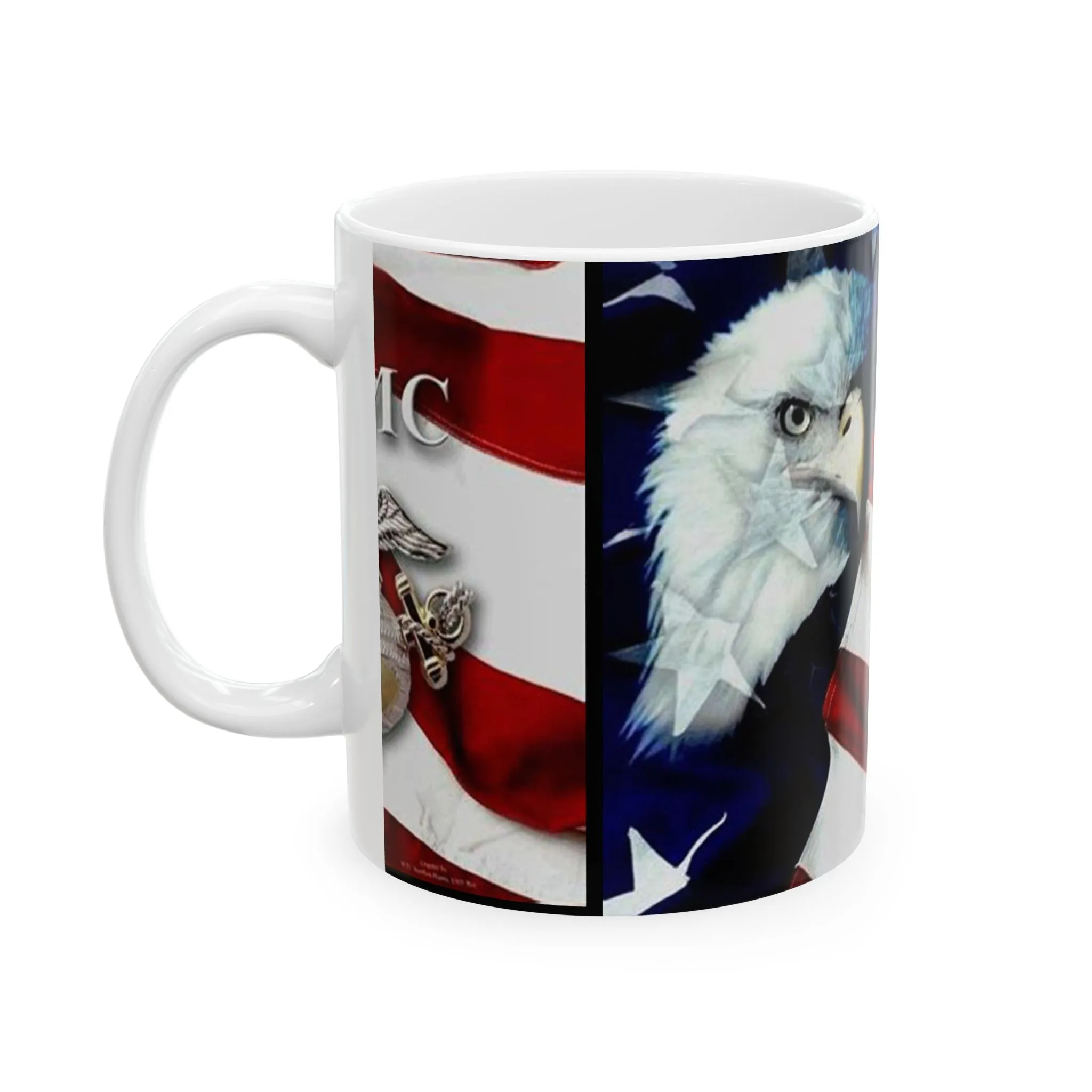 Princess Grace USMC Eagle and Flag Ceramic Mug, Military Gift, Coffee Cup, Veteran Appreciation, Patriotic Mug, 4th of July