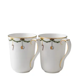 Royal Copenhagen Star Fluted Christmas Mugs, Set of 2