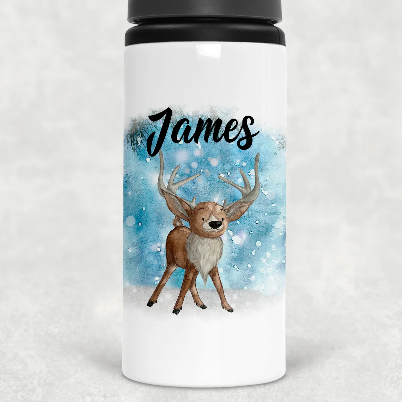 Santa, Mrs Claus, Reindeer or Elf Christmas Personalised Aluminium Straw Water Bottle 650ml