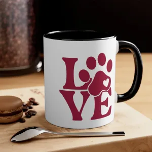 Show your love of dogs with this custom dog paw print coffee mug 11oz