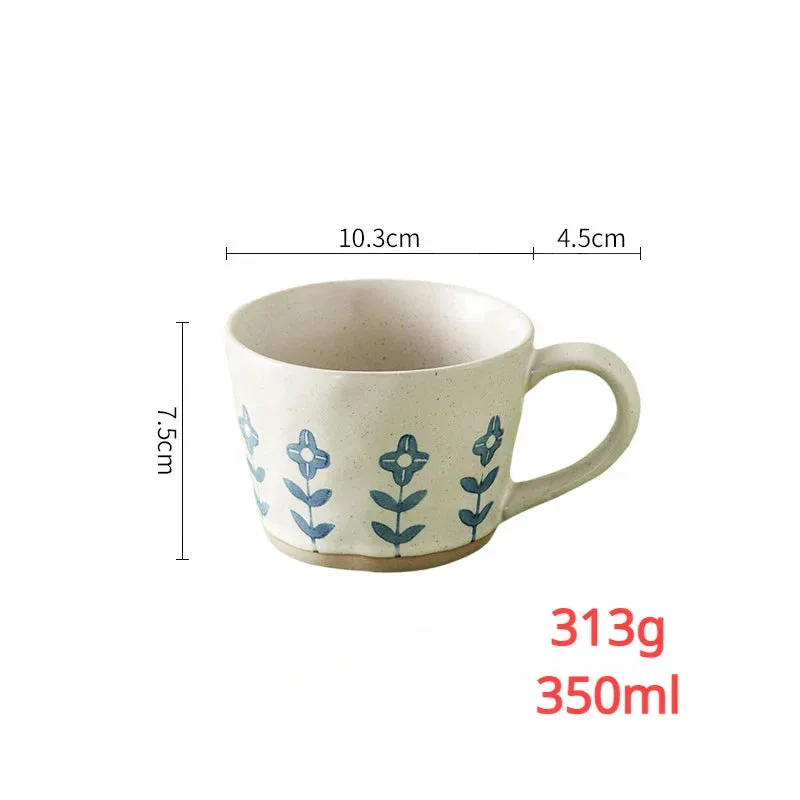 SINOTAO  -  1pc Ceramic Coffee Mug Flower Pattern Mug Coffee Cups Modern Porcelain Work Office Mug Milk Tea Cup for Home Office Drinkware