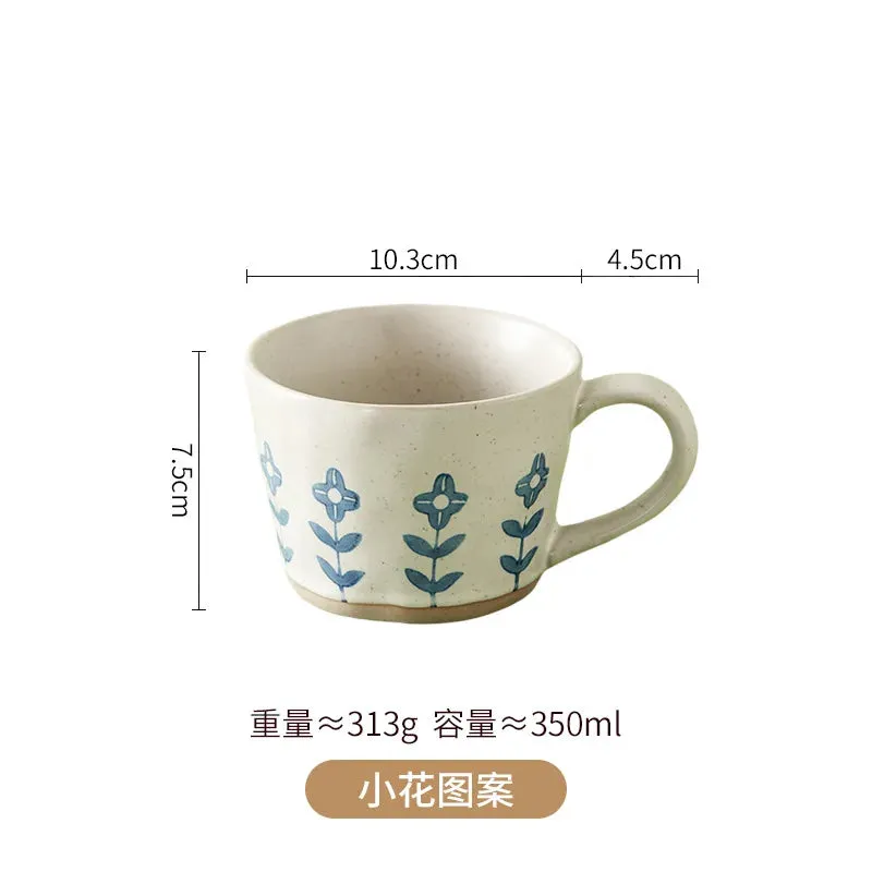 SINOTAO  -  1pc Ceramic Coffee Mug Flower Pattern Mug Coffee Cups Modern Porcelain Work Office Mug Milk Tea Cup for Home Office Drinkware