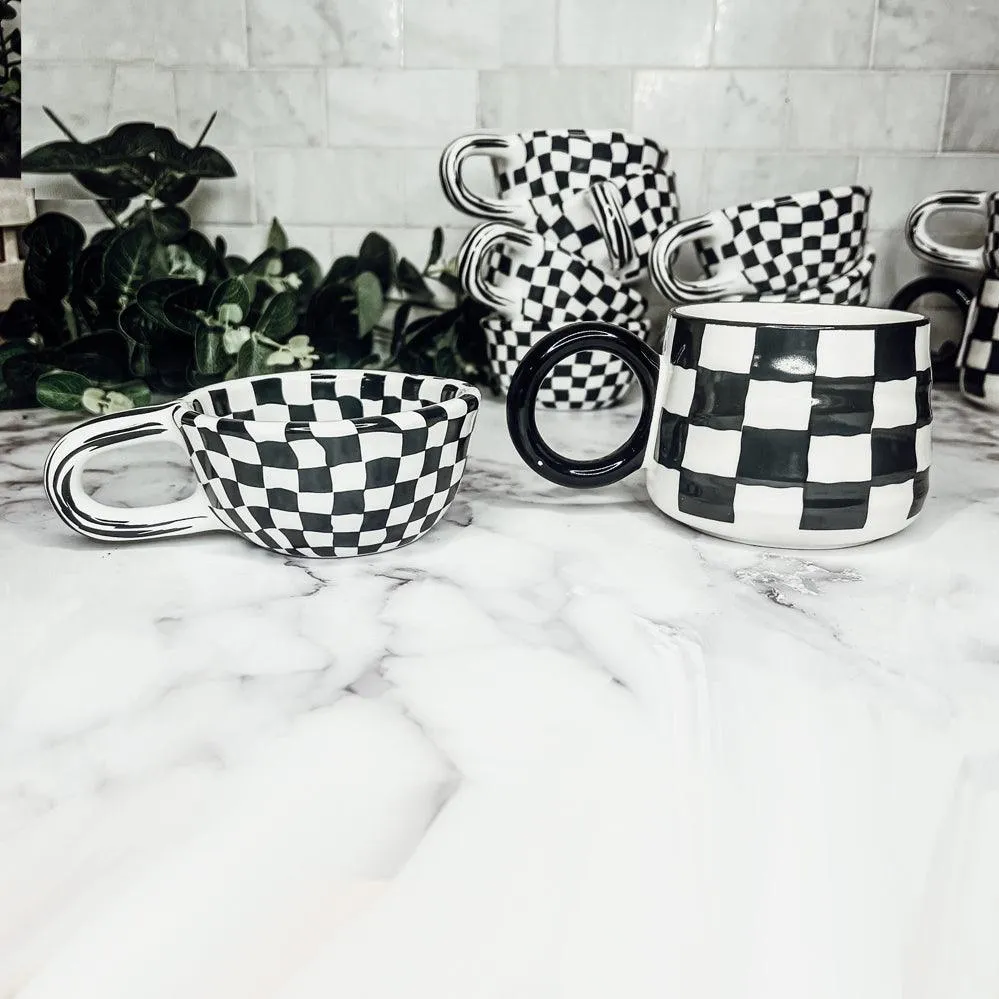 Small BW Checkered Mug