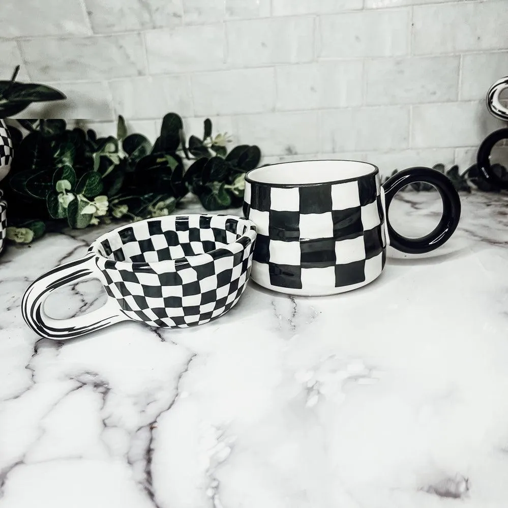 Small BW Checkered Mug