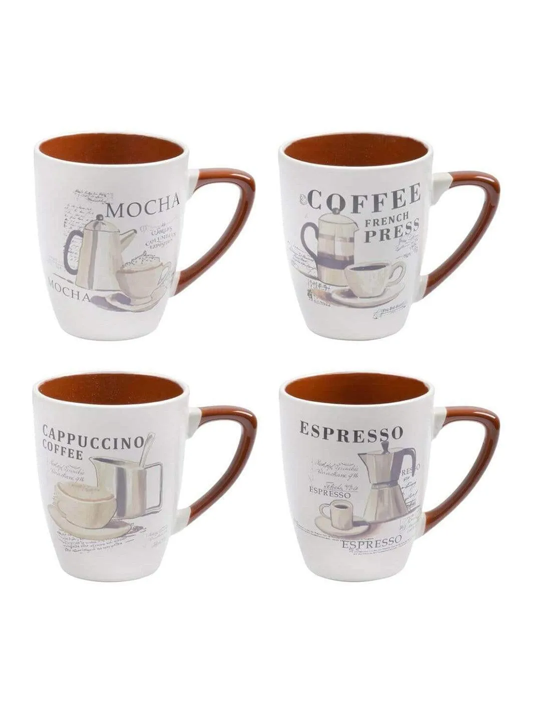 Speciality Stoneware Set of 4 Coffee / Tea Mugs Kitchen