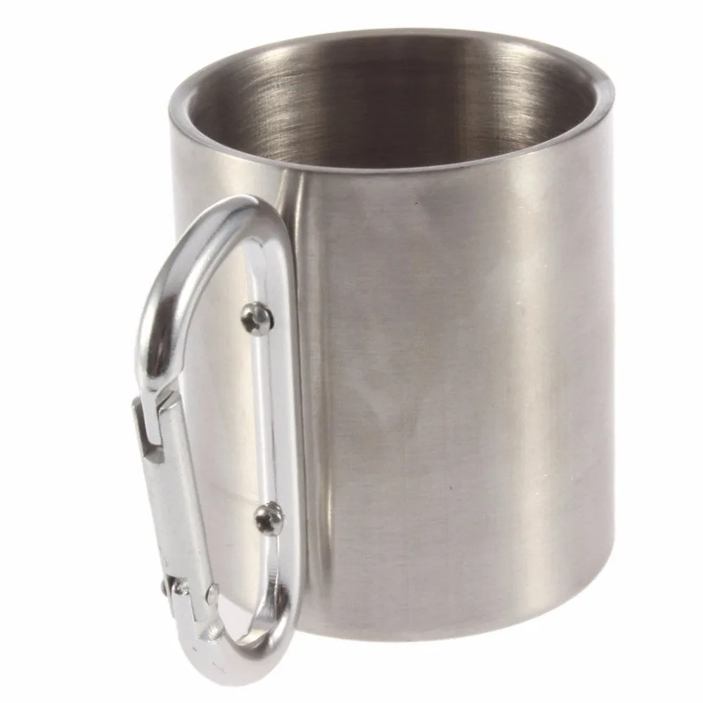 Stainless Steel Mug with Carabiner Clip Handle