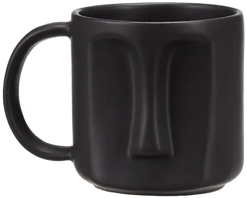 The Earth Store Black Visage Coffee Mug - 430ml Capacity, Microwave and Dishwasher Safe, Ceramic Coffee Mug Unique Face-Shaped Design for Every Occasion (Set of 1)