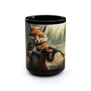 Vintage Red Fox Playing Violin - 15 oz Coffee Mug