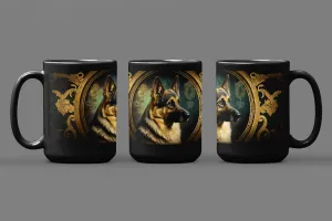 Vintage Victorian German Shepard Portrait - 15 oz Coffee Mug