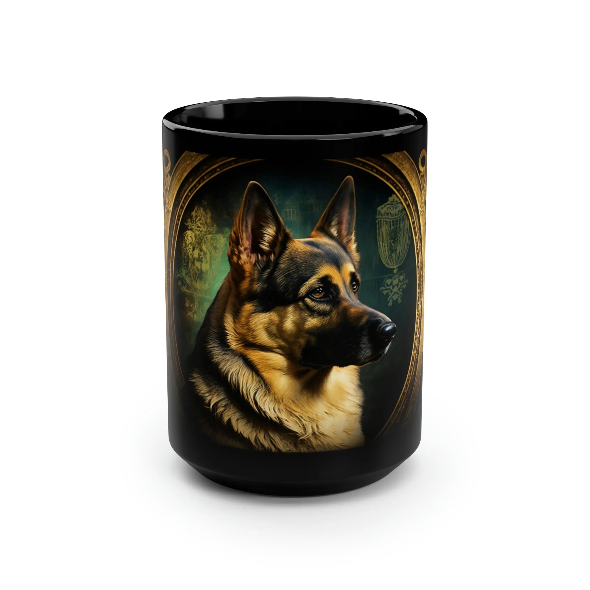 Vintage Victorian German Shepard Portrait - 15 oz Coffee Mug