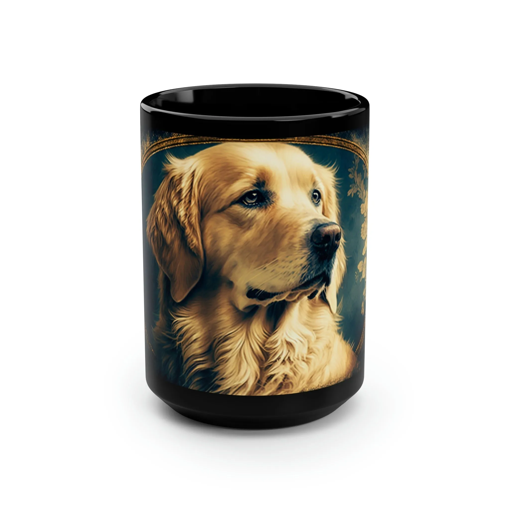 Vintage Victorian Golden Retriever Portrait - 15 oz Coffee Mug