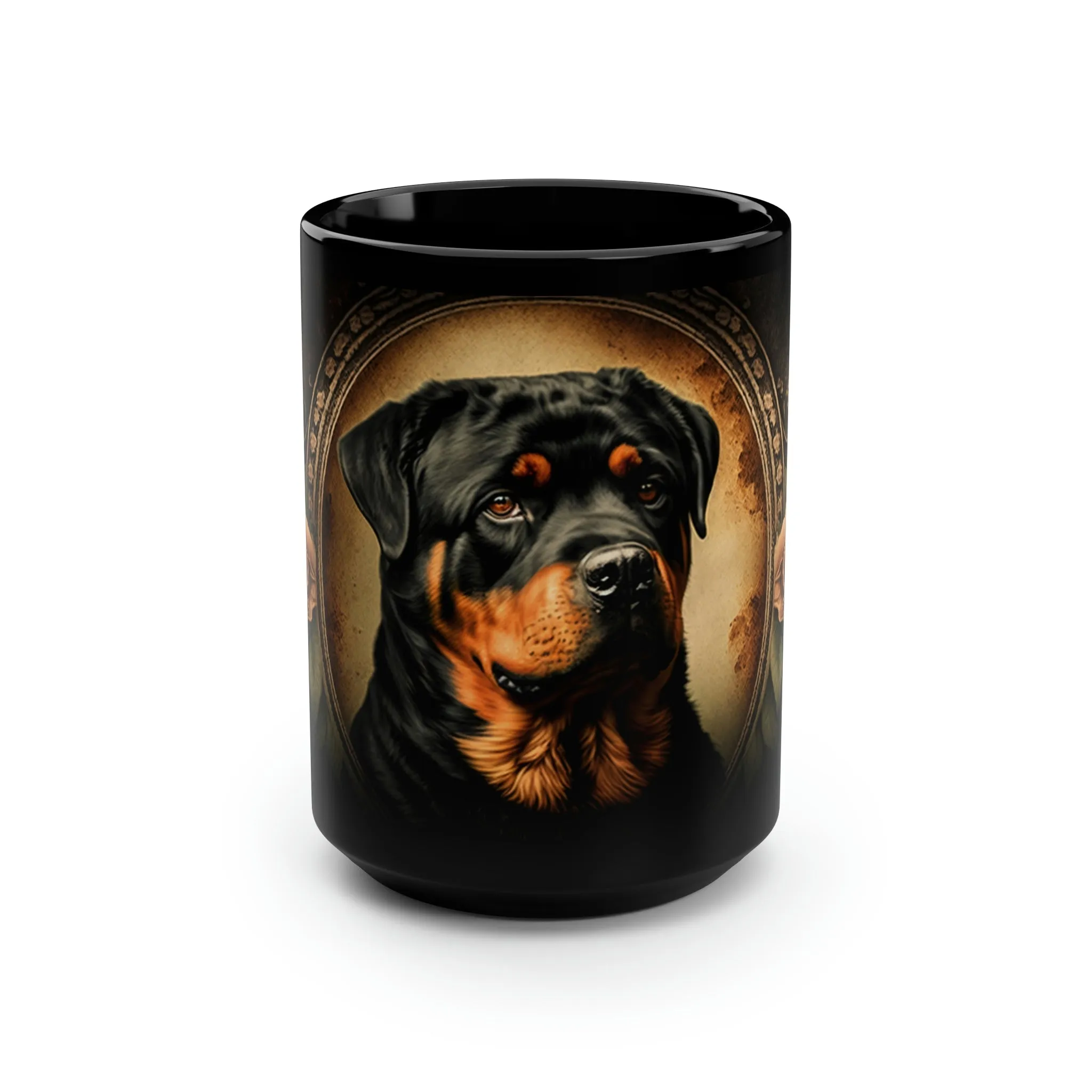 Vintage Victorian Rottweiler Portrait - 15 oz Coffee Mug